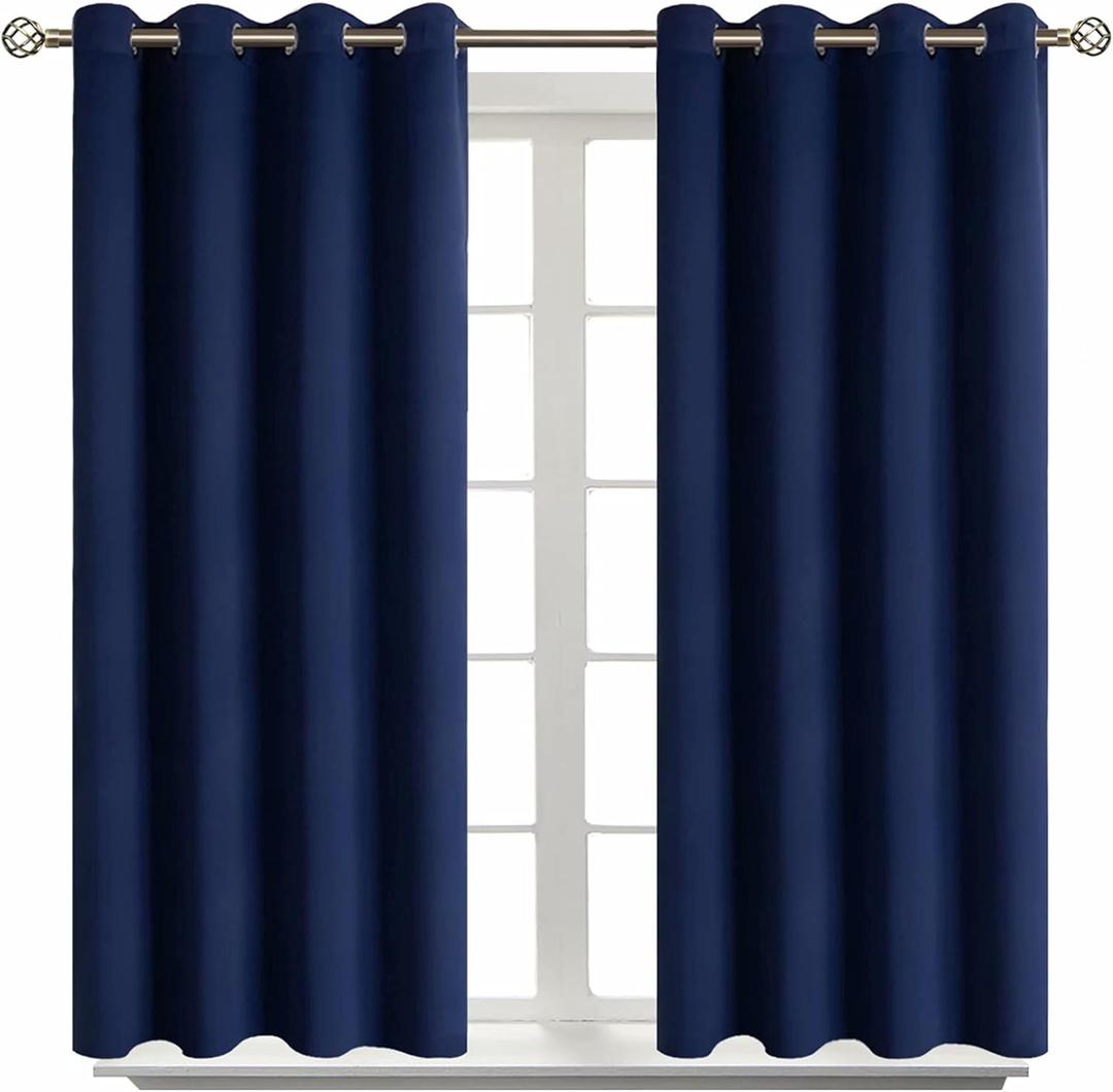 BGment Blackout Curtains for Living Room - Grommet Thermal Insulated Room Darkening Curtains for Bedroom, Set of 2 Panels (52 x 45 Inch, Navy Blue)