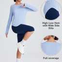 Women's Rash Guard Long Sleeve UV Sun Protection Shirts with Thin Hoodie UPF 50+ Lightweight SPF Tops for Hiking (Blue, S)