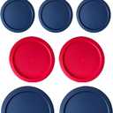 Replacement Lids for Pyrex Glass Food Storage Containers Round (2) for 7202-PC 1 Cup (3) for 7200-PC 2 Cup (2) for 7201-PC 4 Cup (2) for 7402-PC 6/7 Cup Red Blue