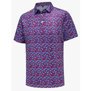 Polo Shirts for Men Short Sleeve Golf Shirts Dry Fit Moisture Wicking Fashion Print Men's Golf Shirt, Medium 