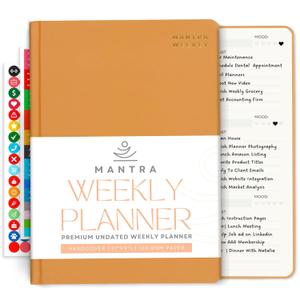 Mantra Planner 2026 Planner, Daily Journal & Gratitude Journal AllInOne with To Do List, Self Care Prompts & Habit Tracker  7 x 10  Orange