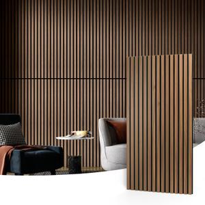 Art3d 2-Pack Fluted Acoustic Wood Slat Wall Panel, 47.2 x 23.6 Inch, Walnut