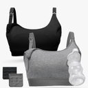 Momcozy Pumping Bra Hands Free 2 Pack Comfortable All Day Wear Pumping and Nursing Bra in One Holding Breast Pump for Spectra, Lansinoh, Medela L