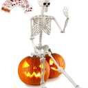 5.4 FT Giant Skeletons for Halloween, Life Full Size Skeleton with Movable Posable Joints for Halloween Decor Outdoor Haunted House Party Decoration