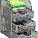 Mind Reader Desktop Accessory Storage, Paper Binder Clip Basket, Workspace, Office, Metal Mesh, 4.75"L x 5"W x 8"H, Silver