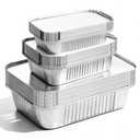 GGOLDMER Disposable Aluminum Foil Pans with Lids, 10x7.5 And 7.3x5.3 Square 6.9x4.3 Square Combo Set, Disposable Aluminum Pans With Lids for Birthday Party, Wedding, Holiday Celebration