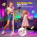 Kids Stand Karaoke Machine Toys for 3 4 5 6 7 8 Year Old Girls Gift, Kid Rechargeable Microphone Toddler Birthday Gift Singing Toy for Girl Ages 3-5 4-6, Portable Bluetooth Speaker with 2 Mics
