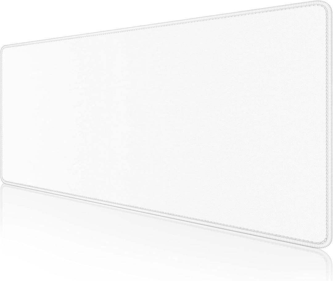 Dapesuom Large Gaming Mouse Pad, Extended Mouse Mat with Stitched Edges, Full Size Keyboard Pad with Non-Slip Base, Big XXL Computer Desk Mats for Gamer, Laptop, Office, 35.5 x 15.7in, Ivory White