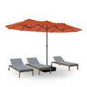 PatioKingdom 15FT Large Patio Umbrella with Base, Double Sided Rectangular Outdoor Umbrella with Sturdy Fiberglass Ribs, Market Umbrella for Pool,Garden,Backyard,Deck (Orange, 15FT)