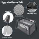 Travel Crib, Portable Crib for Baby, Pack and Play for Babies and Toddler, Lightweight Backpack Design, Foldable Travel Baby Playpen with Mattress(Dark Grey)