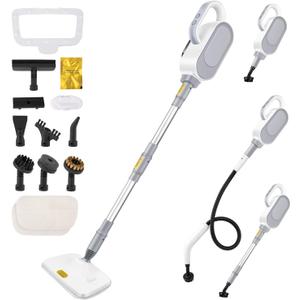 12-in-1 Steam Mop, 16 PCS Attachments Detachable Handheld Steamer, 500ML Tank, 3 Steam Modes & LED Display, Steam Mops for Floor Cleaning, Mop Steamer for Home, Hardwood Floor, Tile, Grout, Wall, Wood