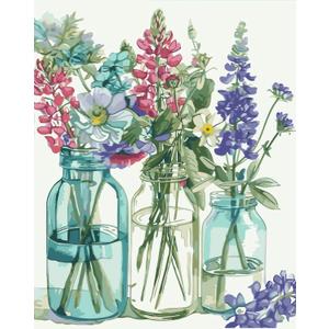 2 x CSZPPQAF Wildflowers Paint by Numbers Kit for Adults Beginner, Flower Paint by Number Kits on Canvas, DIY Easy Acrylic Watercolor Floral Oil Painting by Numbers for Home Wall Decor 16X20inch