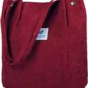 Corduroy Tote Bag Cute Tote Bags for Women Shoulder Bag with Inner Pocket for Work Beach Travel and Shopping Grocery