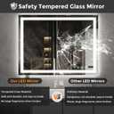 Koonmi 36x48 LED Bathroom Mirror, Backlit + Front Lit, LED Bathroom Mirror with Lights for Wall, 3 Colors, Anti-Fog, Dimmable Brightness, Memory Function, Tempered Glass