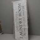 Laundry Room Decor Framed Wall Art, 32x12 Inch Wooden Loads of Fun Wash Dry Fold Repeat Laundry Room Signs Wall Decor, Farmhouse Wash Room Decoration for Bathroom over the Bathtub, Natural