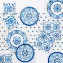 Trendware Blue Willow Disposable Paper Dinner Plates, 9 inch, 24 Count, Decorative Design, Premium Strength, Heavy Duty, Microwave Safe, Use for Parties, Birthdays, Tea, Picnics, Barbecues, Everyday