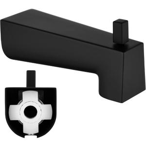 Kedra 7-Inch Tub Spout, Extra-Long Slip On Diverter Tub Spout, Replacement Bathtub Spout with Diverter, Matte Black (for 1/2" Copper Water Tube)