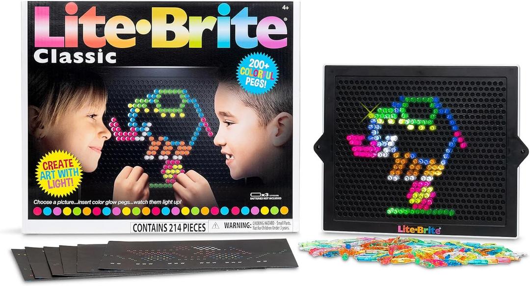 Lite Brite Classic, Favorite Retro Toy - Create Art with Light, STEM, Educational Learning, Holiday, Birthday, Gift, Boys, Kid, Toddler, Girls Age 4+