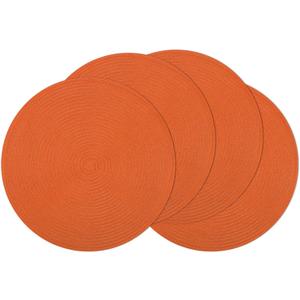 SHACOS Round Placemats Set of 4 for Dining Table Autumn Fall Round Braided Place Mats Washable Non Slip Kitchen Table Mats Decor, Bright Orange