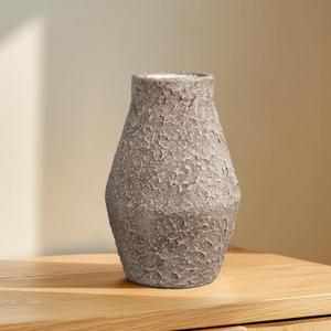 Rustic Terracotta Vase, 10 Inch Farmhouse Ceramic Flower Vase for Pampas Grass, Vintage Pottery Vases for Home Decor, Fireplace, Mantel, Living Room, Bathroom Decor, Brown