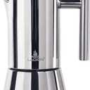 LAOION Stovetop Espresso Maker, 12Cup 17.5 oz Moka Pot, Stainless Steel Cuban and Italian Coffee Maker for Cafetera Cubana, Greca De Cafe Induction Stovetop Compatible, Coffee Gift for Home Travel (Silver)