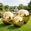Inflatable Mirror Ball Set, Gold Giant Shinny Mirror Balls, Reusable Inflatable Disco Balloons, 31.5+47.2+59.1in PVC Bubble Balloon for Large Event, Wedding, Christmas,No Pump(3Pcs, No Pump)