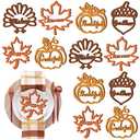 12 Pcs Fall Thanksgiving Wood Cutout Thankful Grateful Blessed Sign Plate Decor Pumpkin Maple Leaf Turkey Table Settings for Thanksgiving Autumn Plate Table Wall Decoration (Yellow, Orange, Brown)