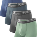 BAMBOO COOL Men's Underwear Boxer Briefs Soft Breathable Underwear (4 Pack), XL