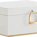 SONGMICS 2-Layer Jewelry Box, Jewelry Organizer with Handle, Removable Jewelry Tray, Jewelry Storage, Floating Effect, 8.1 x 9.4 x 4.3 Inches, Gift Idea, White UJBC165W01