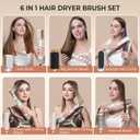 6 in ONE Blow Dryer Brush, Curling Wand Hair Styling Tools Set, Ionic Hot Air Hair Dryer, Massage Oval Hair Dryer, Left&Right Hair Curlers 100-120V