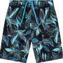 Kanu Surf Boys' Echo Quick Dry UPF 50+ Beach Swim Trunk (10-12, Explore Black/Green)