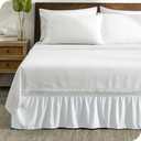 Bare Home Wrap Around Bed Skirt - Adjustable and Ruffled - 15-inch Tailored Drop - Easy Fit - Machine Washable (Queen, White)