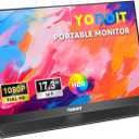 Yodoit Portable Monitor for Laptop 1920×1080 17.3" FHD Screen IPS Display with USB Type C Port, Built-in Speakers and Smart Cover Compatible with PC, MacBook, Xbox (Black)