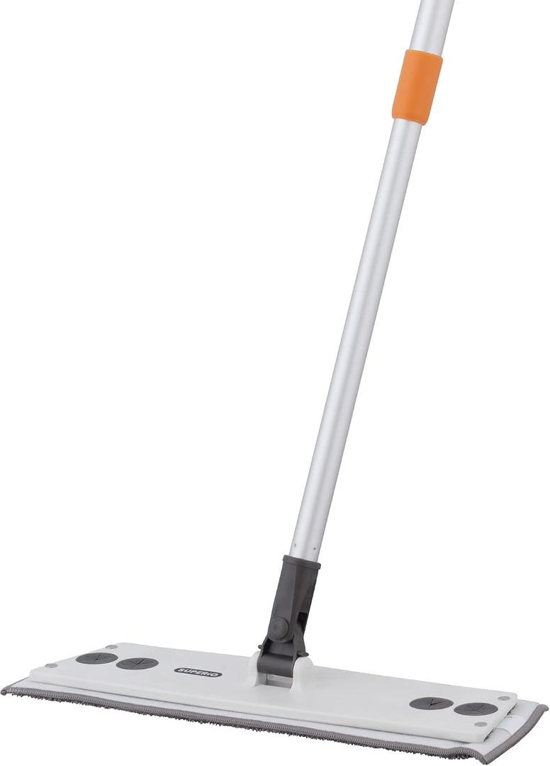 Superio Miracle Mop Set - Microfiber Flat Mop, Wet and Dust Mop, Best for Vinyl Plank, Hardwood, Laminate, Tile Flooring, Wall, with Aluminum Telescopic Handle, Velcro Microfiber Mop Pad, Grey