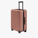 Away Medium Checked Luggage, Lightweight Hard Shell Suitcase with Spinner Wheels, Durable Rolling Luggage, TSA Lock, 26 Inch, Clay Pink