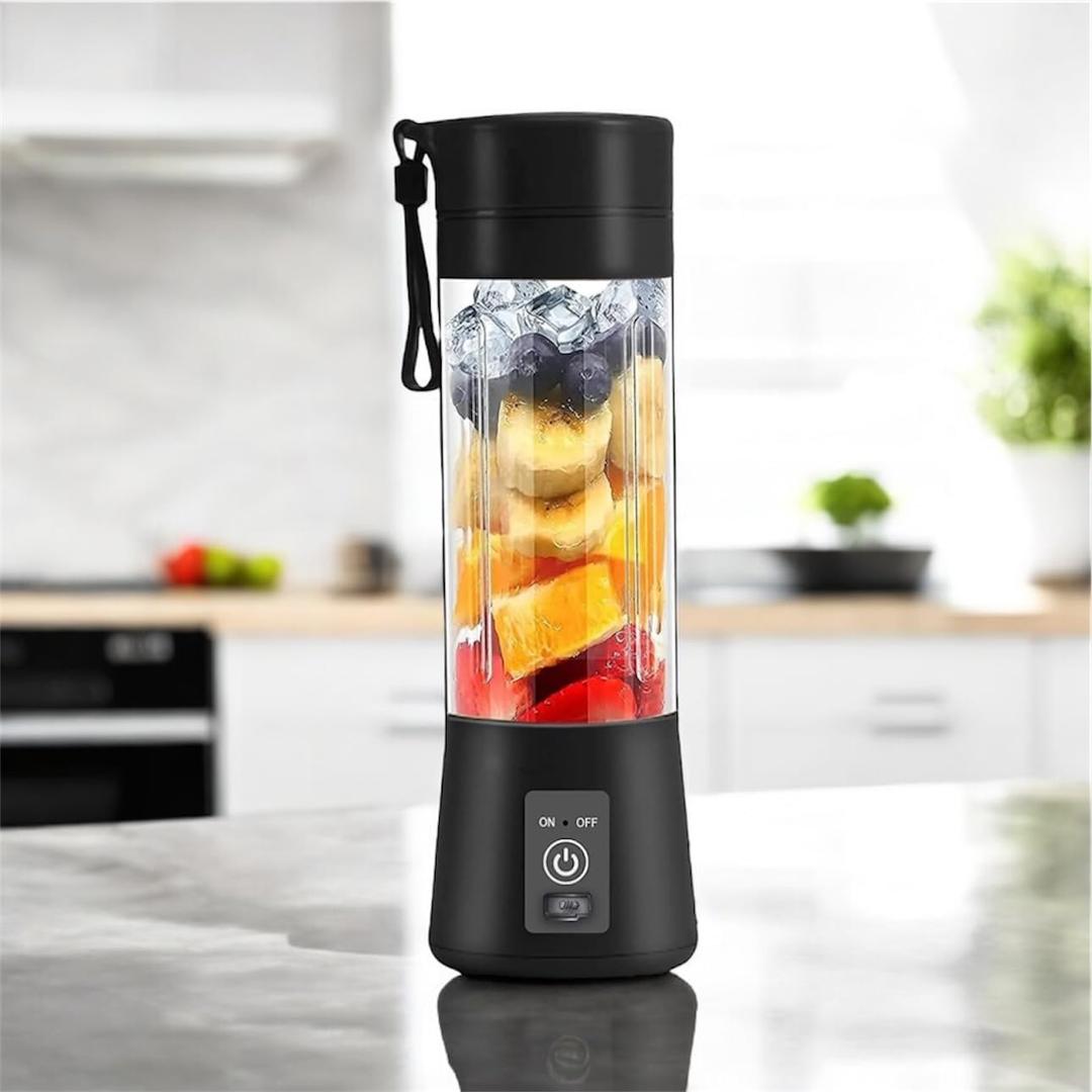 Portable Blender, Mini Personal Blender for smoothies USB Rechargeable On The Go Mixer Electric Blender Personal Size Rechargeable USB, 380Ml Juicer Cup With 6 Blades (Black), Medium
