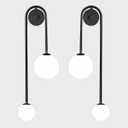 Modern Glass Globe Wall Light 2-Light Double Brushed Brass Wall Sconce Lighting Mid Century Beside Wall Lamp Gold Light Fixtures for Loft Living Room Bedroom (2 Pack) (Black)