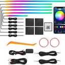 Dreamcolor Acrylic Interior Car LED Strip Light with Wireless APP, RGB 6 in 1 with 175 inches 612 LEDs Fiber Optic Car Ambient Lighting Kits, Dynamic Chasing Music Sync Neon LED Strip Lights for Car