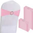 WJWHQ 100PCS Spandex Stretch Chair Sashes Bows Elastic Chair Cover Bands Ties with Buckle Slider for Wedding Party Reception Events Universal Ceremony Banquet Decorations(Pink)