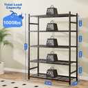 Storage Shelves, 5-Tier Metal Shelving Unit with Adjustable Feet, Shelf Organizer for Garage, Kitchen, Pantry and Closet Organization, 36.4" x 11.8" x 68.3", Black