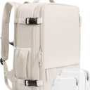 Beraliy Travel Backpack, Large Carry On Backpack, Personal Item Travel Bag, Airline Approved 17 Inch Laptop Backpack, College Weekender Business Hiking Bag, Beige