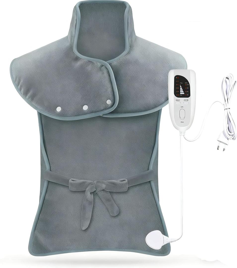 Heating Pad for Neck Shoulders Back Pain Relief, Birthday Christmas Gifts for Women Men Mom Dad Elderly, 24"x37" Electric Large Heat Pad with 6 Heat Settings 4 Timers, ETL Certified (Grey)