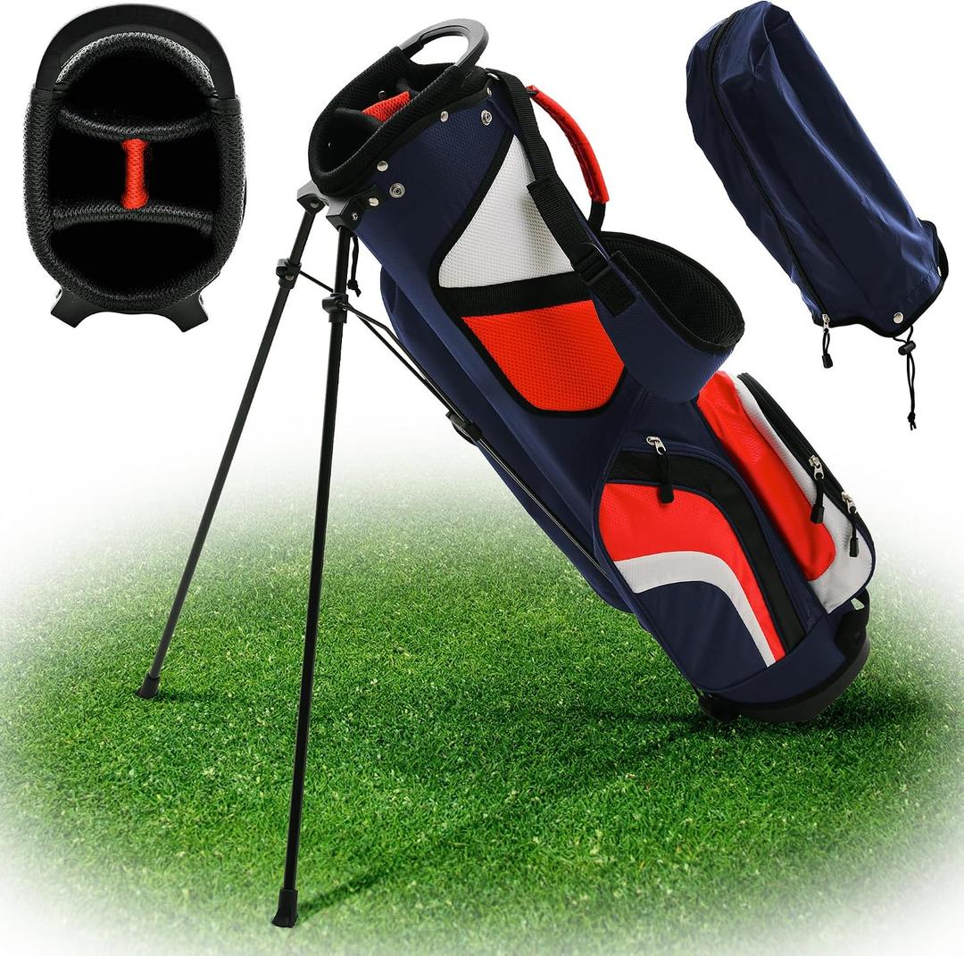 Ultra-Lite Golf Stand Bag - 3 Lbs, 4 Way Divider Portable Golf Club Carry Bag, Water-Repellent Golf Travel Case with Rain Hood, Golf Gifts for Men and Women