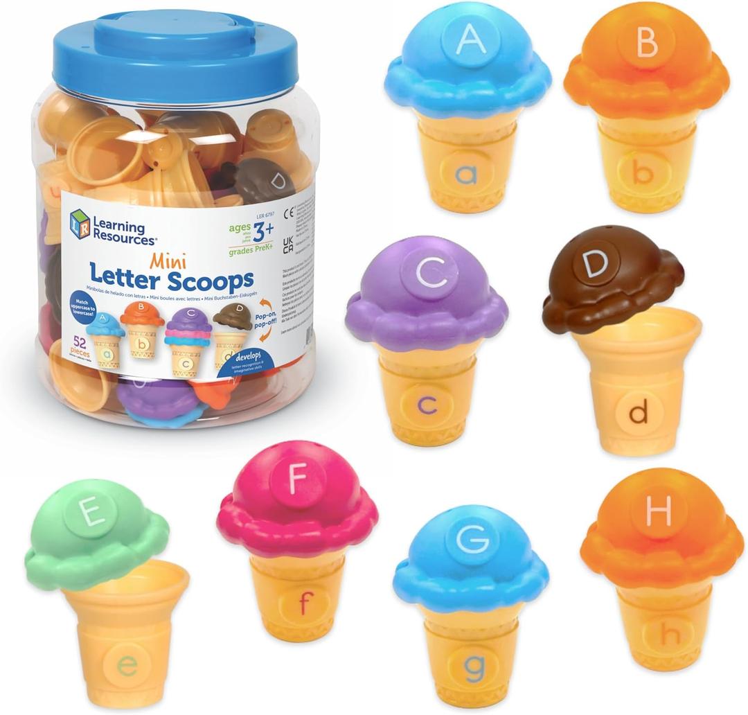 Learning Resources Mini Letter Scoops - Letter Recognition, ABC Color Matching Game, Alphabet Phonics for Toddlers, Imaginative Skills, Fine Motor, Montessori Food Toys, Gifts for Boys and Girls