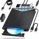 External Blu-ray Drive, Compatible with BD/DVD/CD Player/Read/Write USB 3.0 &/Type-C Windows 7-11 & Mac PC-Compatible with TF/SD/USB