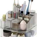 Toothbrush Toothpaste Holder 7 Slots Bathroom Countertop Organizer Makeup Storage with Drawer, White