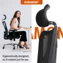 Duramont Ergonomic Office Chair with Rollerblade Wheels - High Back Breathable Mesh Desk Chair, 4D Lumbar Support, Memory Foam Seat, Adjustable Headrest and Armrests, Reclines, Black