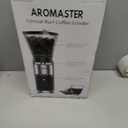 Aromaster Coffee Bean Grinder with 48 Gind Settings, Conical Burr Coffee Grinder for Home Use,Stainless Steel,40 Seconds Adjustable Timer,Anti-static,Easy to Clean with Brush,Black