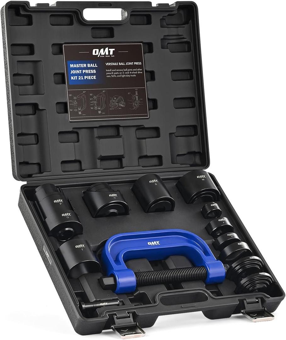 Orion Motor Tech Ball Joint Press Kit, 21pc Master Ball Joint Removal Tool, Upper and Lower Ball Joint Remover with C Frame, Heavy Duty Brake Anchor Pin U Joint Ball Joint Press Tool for 2WD 4WD Cars