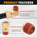 5PCS Air Brake Nylon Tubing Brass Union Fitting, 3/8" Tube OD x 1/4" NPT Thread Air Compression Straight Union Fittings for Nylon Hose with DOT Approved for Truck Trailers